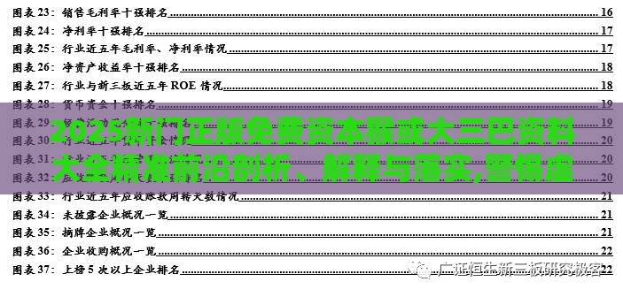 2025新门正版免费资本猴或大三巴资料大全精准前沿剖析、解释与落实,警惕虚假诱导危害